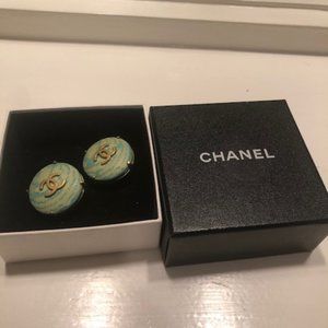 Chanel Blue/Green Resin CC Earrings